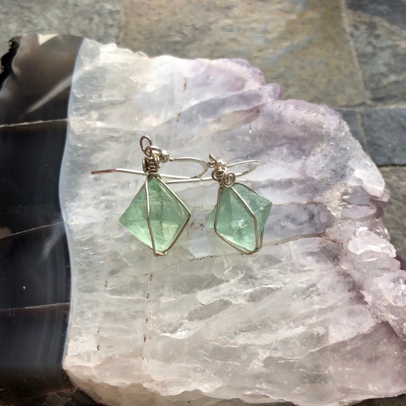 Fluorite Gemstone Earrings ✨ - Picture 4 of 4